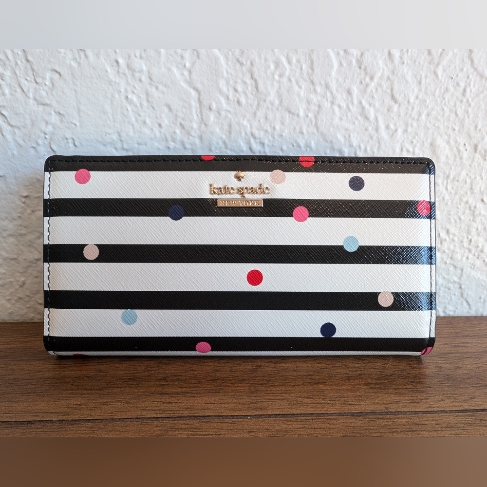 Kate Spade Striped Wallet with Polka Dots